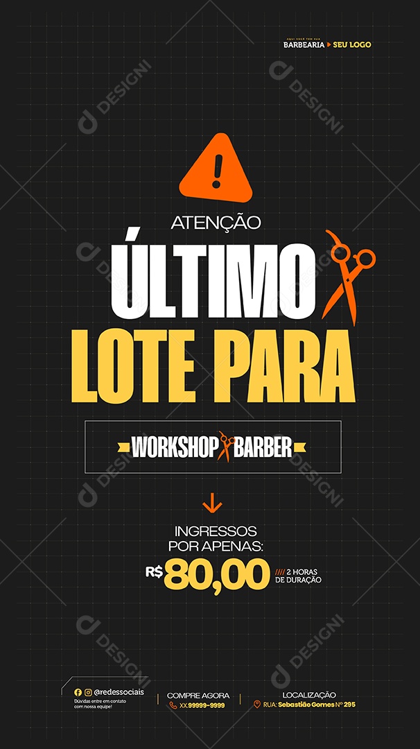 Story Barbearia Workshop Barber Social Media PSD Editável
