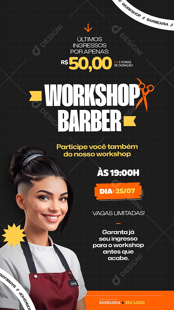 Story Barbearia Workshop Barber Social Media PSD Editável