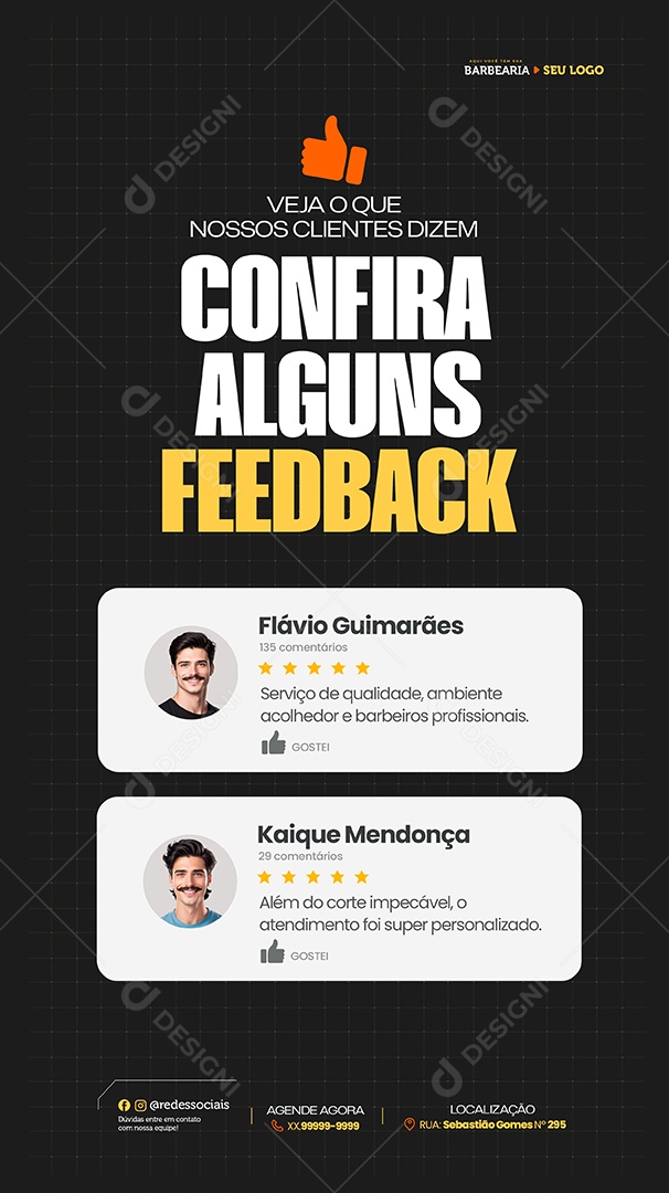 Story Barbearia Feedback do Cliente Social Media PSD Editável
