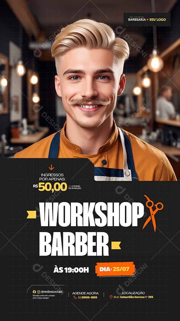 Story Barbearia Workshop Barber Social Media PSD Editável