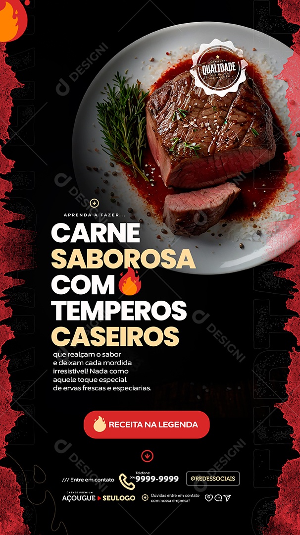 Story Açougue Carne Saborosa Social Media PSD Editável