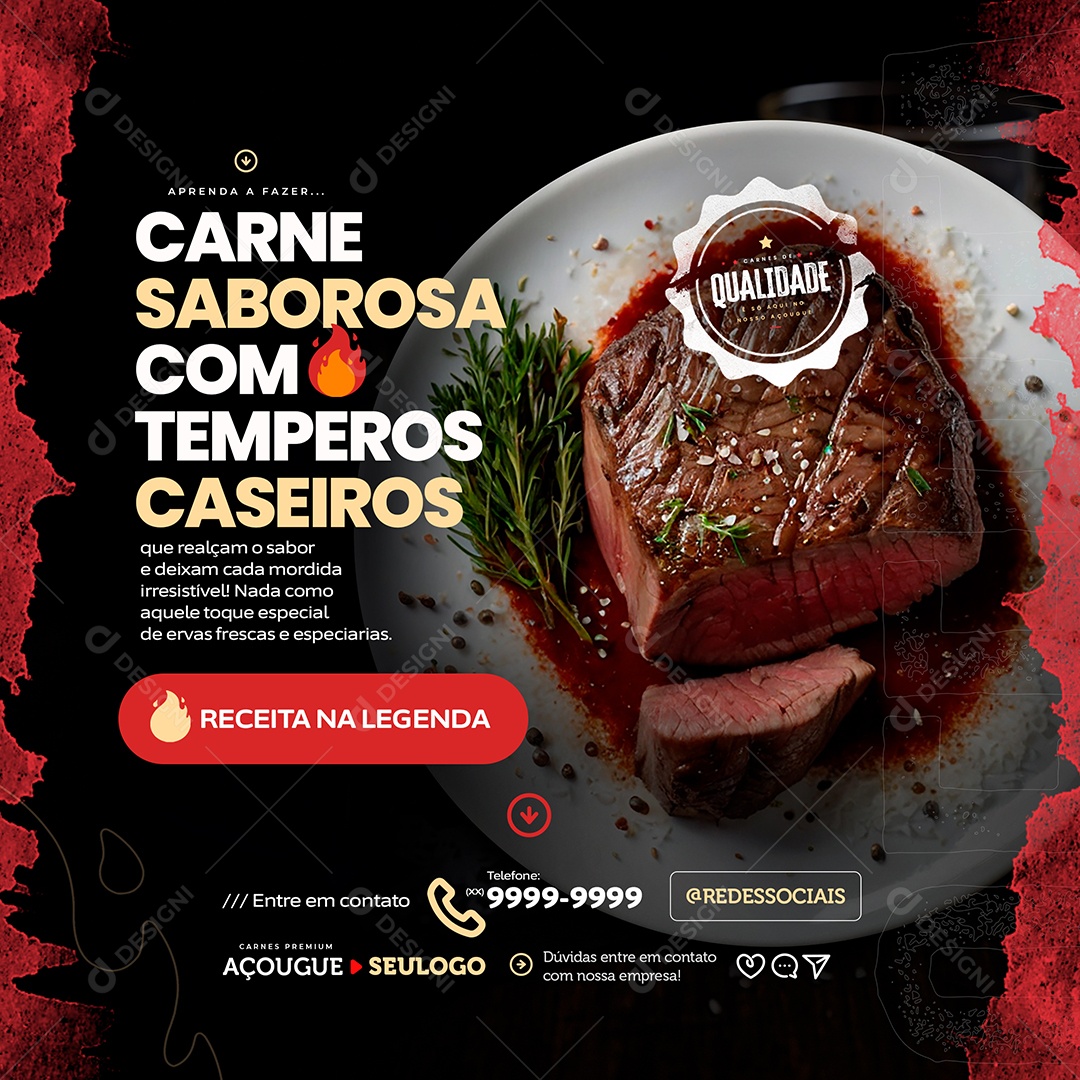 Açougue Carne Saborosa Social Media PSD Editável