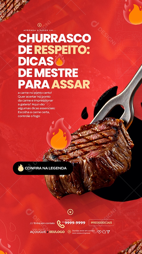 Story Açougue Churrasco de Respeito Social Media PSD Editável