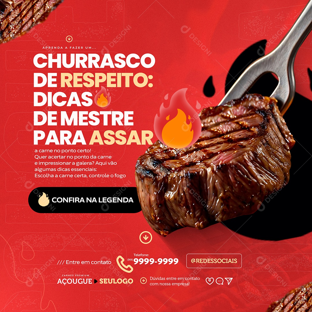 Açougue Churrasco de Respeito Social Media PSD Editável