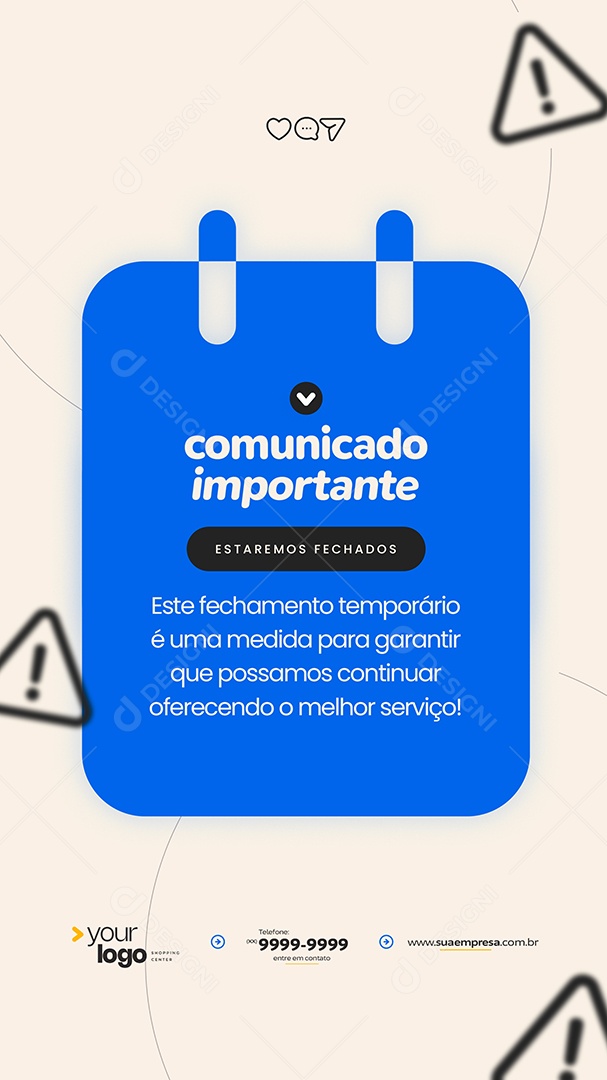 Story Comunicado Importante Social Media PSD Editável