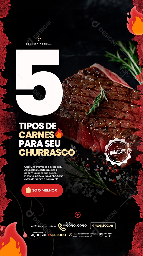 Story Açougue 5 de Carnes Social Media PSD Editável