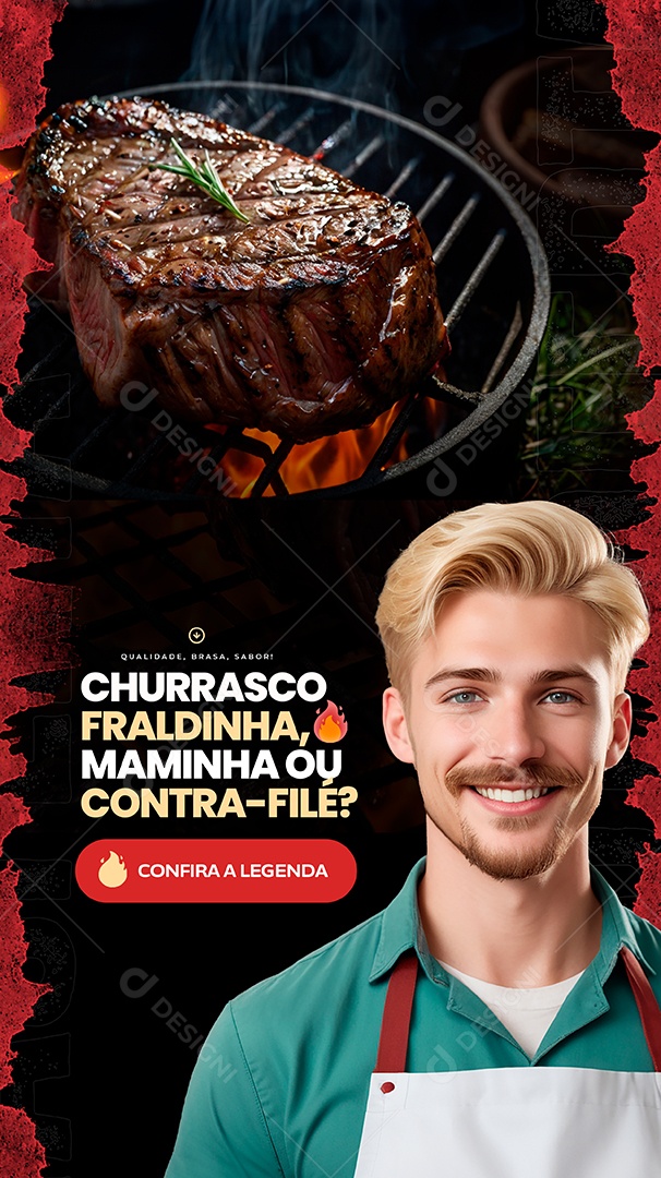 Story Açougue Churrasco Fraldinha Social Media PSD Editável