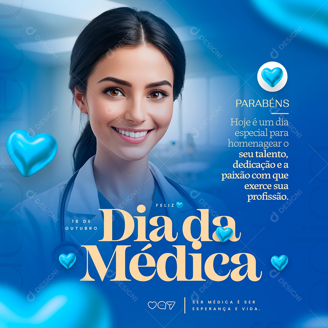 Dia do Médico 18  de Outubro Social Media PSD Editável