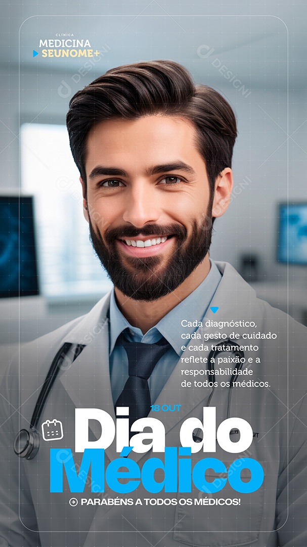 Story Dia do Médico 18  de Outubro Social Media PSD Editável