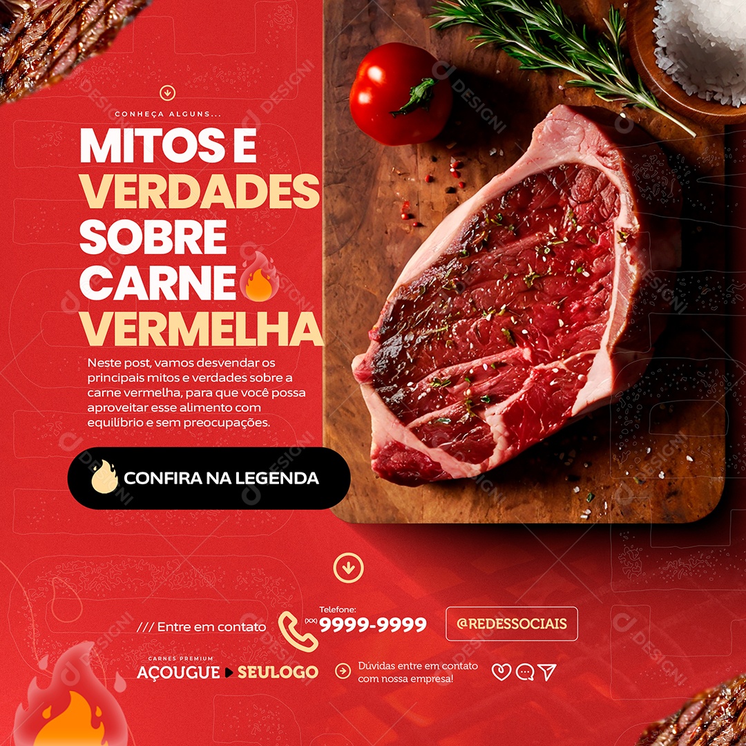Açougue Mitos e Verdades Social Media PSD Editável