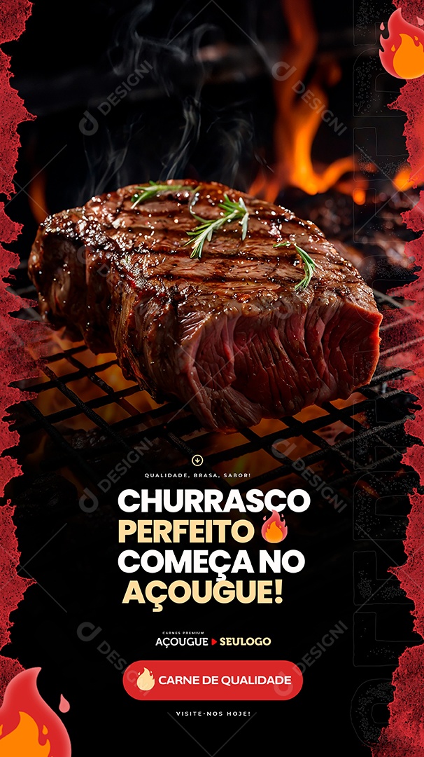 Story Açougue Churrasco Perfeito Social Media PSD Editável