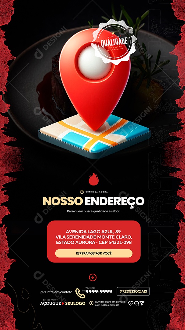 Story Açougue Novo Endereço Social Media PSD Editável