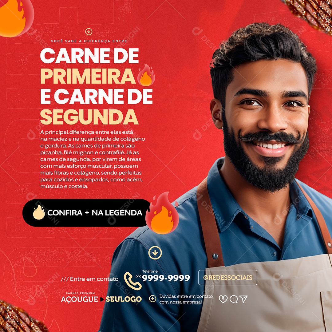Açougue Carne de Primeira Social Media PSD Editável