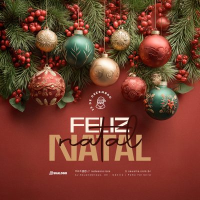 Feliz Natal 25 de Dezembro Social Media PSD Editável