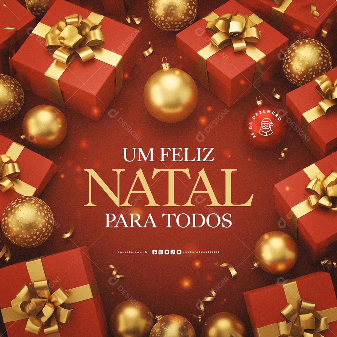 Um Feliz Natal para Todos 25 de Dezembro Social Media PSD Editável
