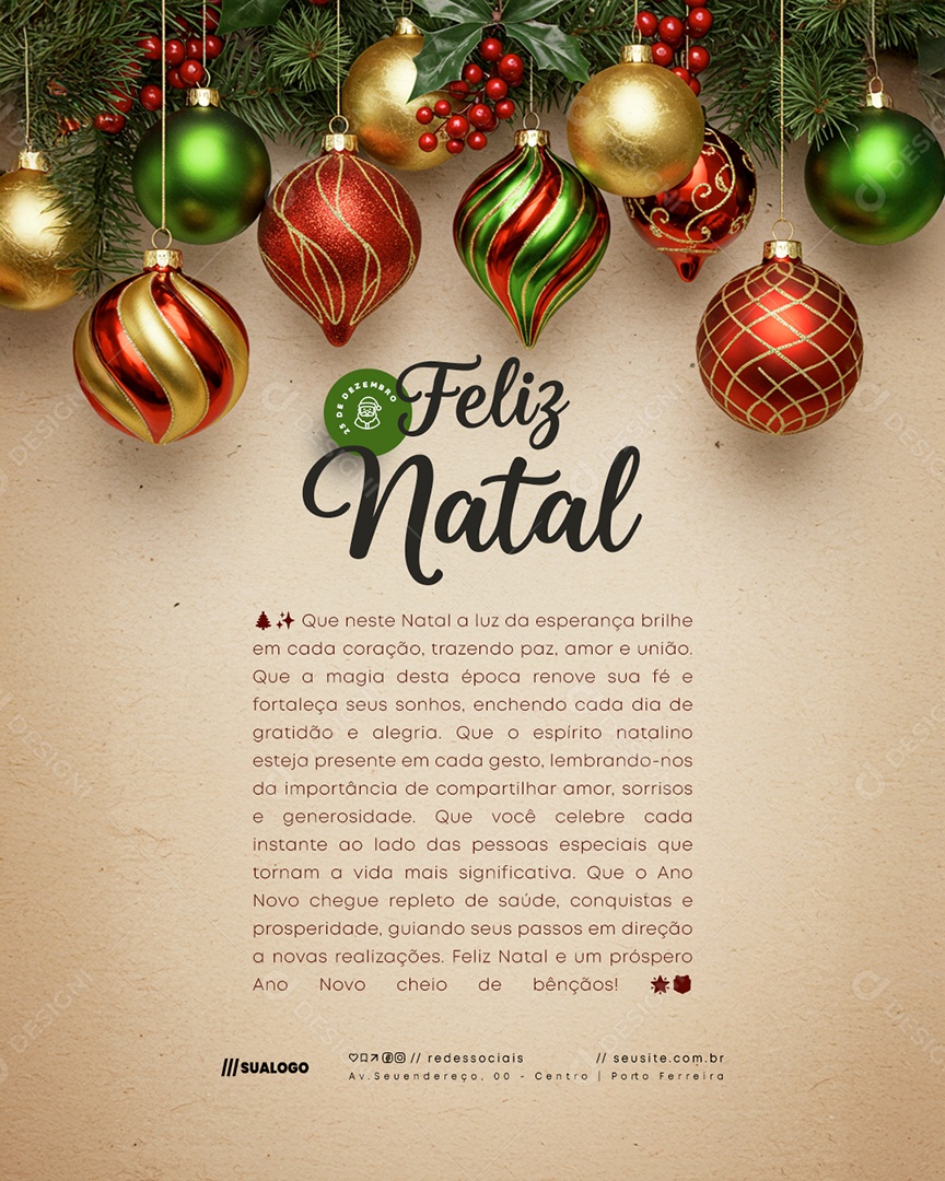 Feliz Natal 25 de Dezembro Que Neste Natal a Luz da Esperança Social Media PSD Editável