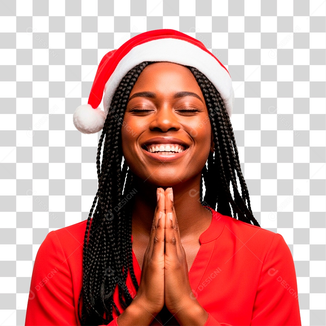 Mulher de Gorro Natalino PNG Transparente