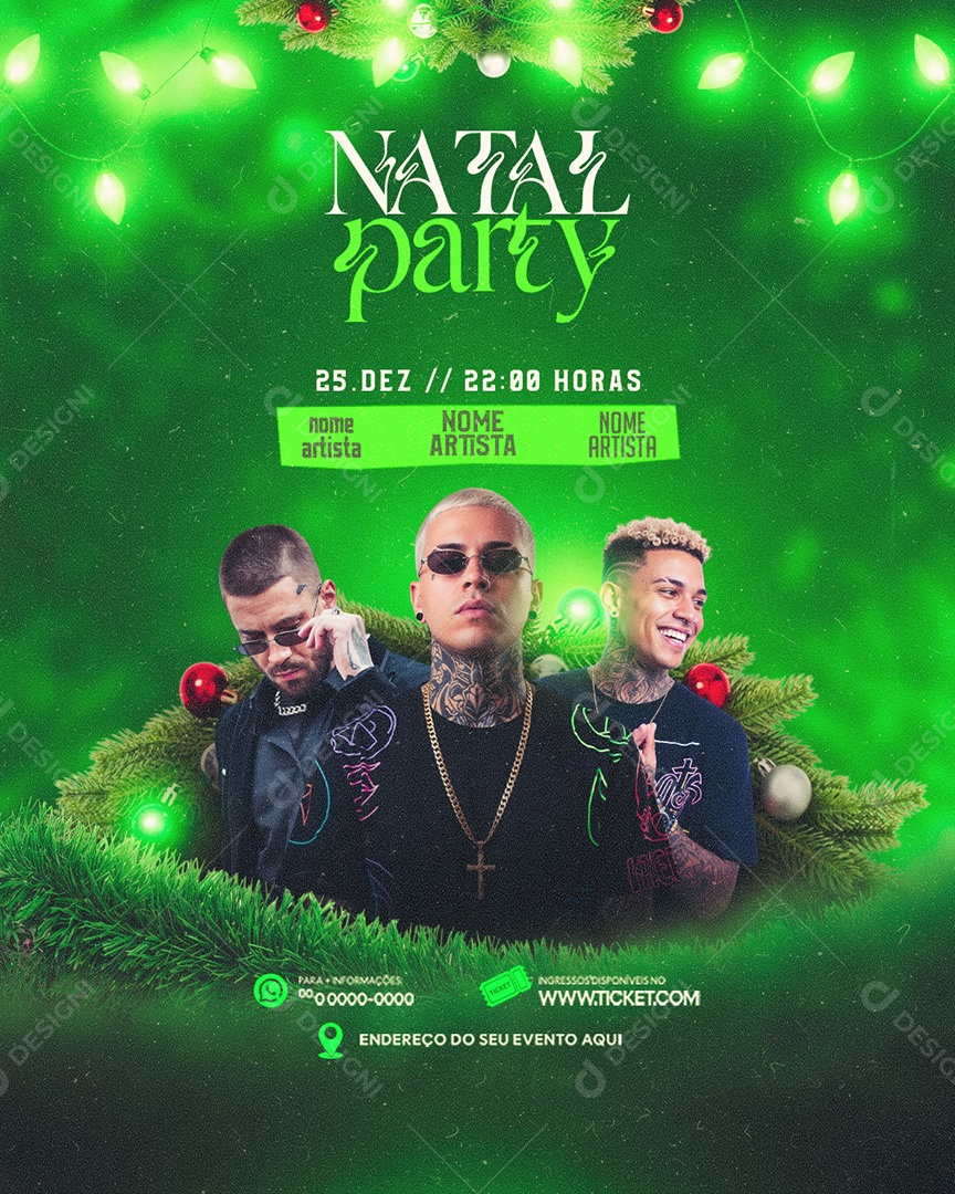 Flyer Natal Party Social Media PSD Editável