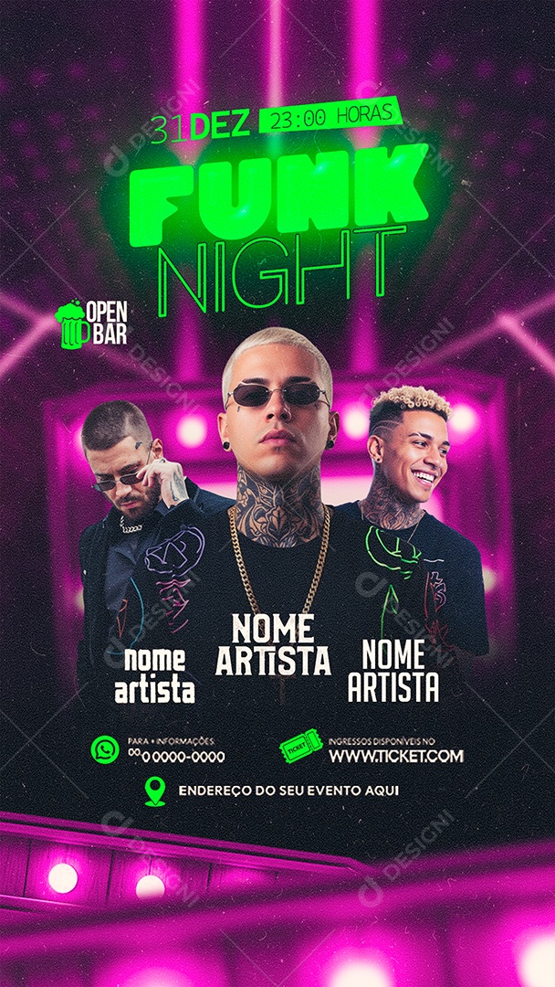 Story Flyer Funk Night Social Media PSD Editável