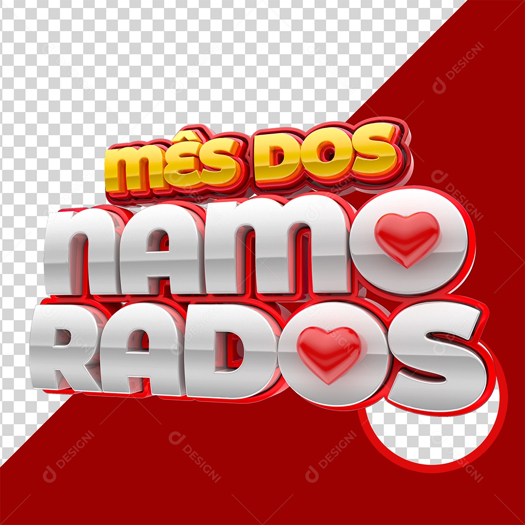 Selo 3D Mês dos Namorados para Composição PSD