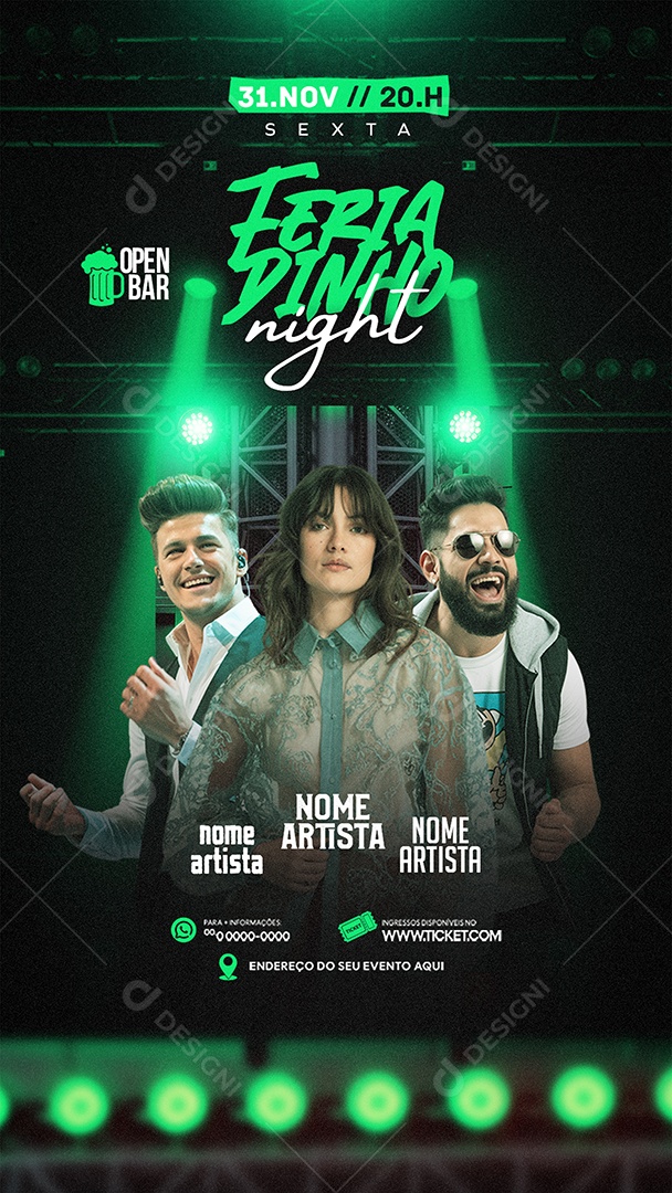 Story Flyer Feriadinho Night Social Media PSD Editável