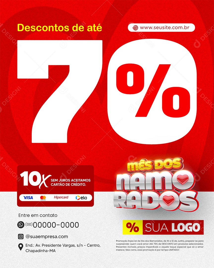 Mês dos Namorados Descontos Promoções Social Media PSD Editável