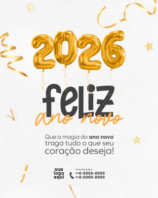 Feliz  Ano Novo 2026 Social Media PSD Editável