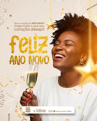 Feliz Ano Novo Social Media PSD Editável
