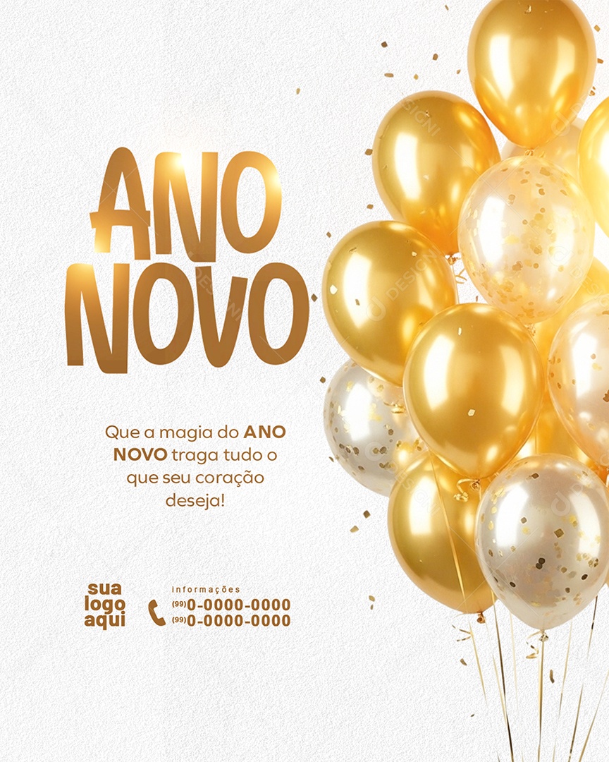 Feliz Ano Novo Social Media PSD Editável