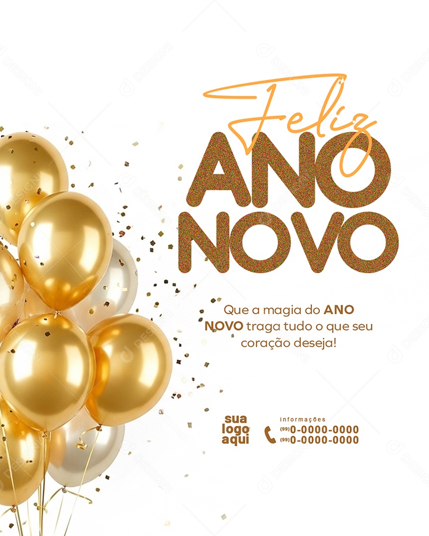 Feliz Ano Novo Social Media PSD Editável