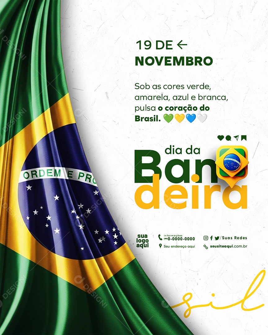 Dia da Bandeira 19 de Novembro Social Media PSD Editável