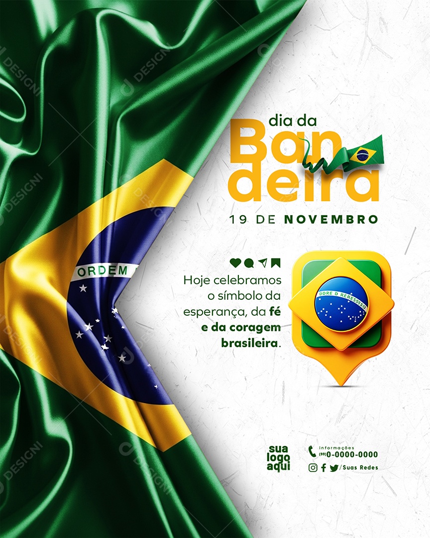 Dia da Bandeira 19 de Novembro Social Media PSD Editável