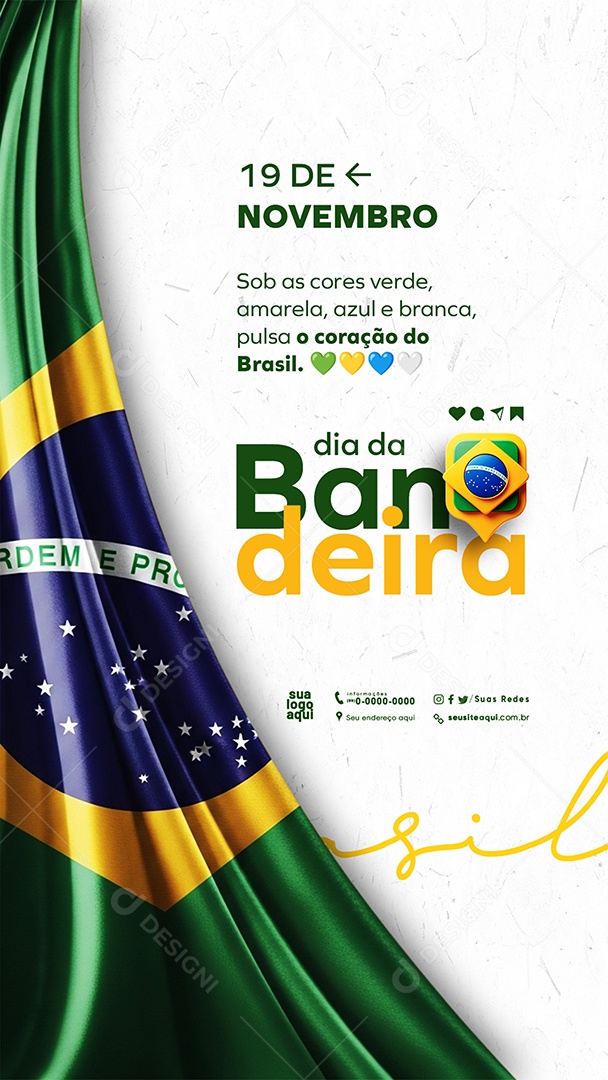 Story Feliz Dia da Bandeira 19 de Novembro Social Media PSD Editável
