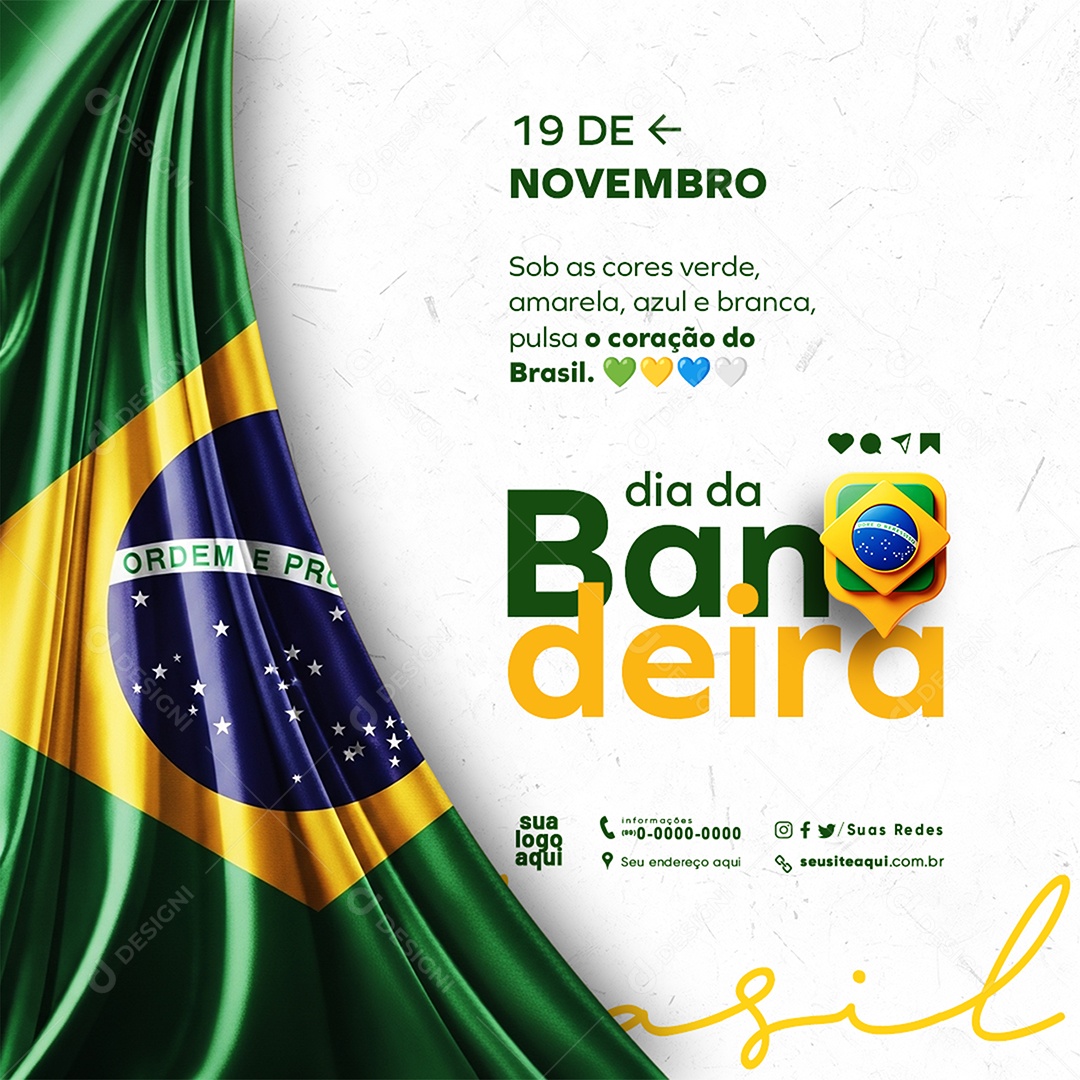 Dia da Bandeira 19 de Novembro Social Media PSD Editável