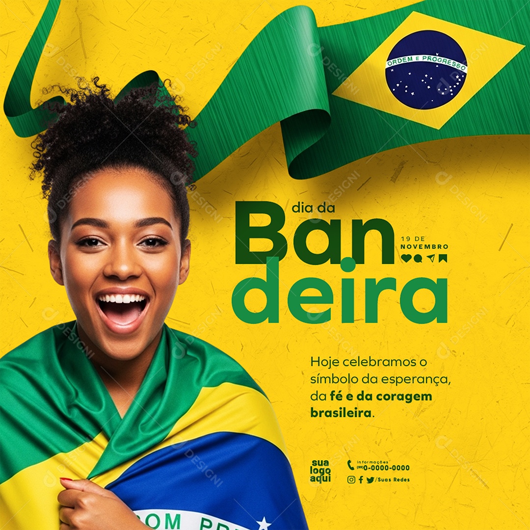 Feliz Dia da Bandeira 19 de Novembro Social Media PSD Editável