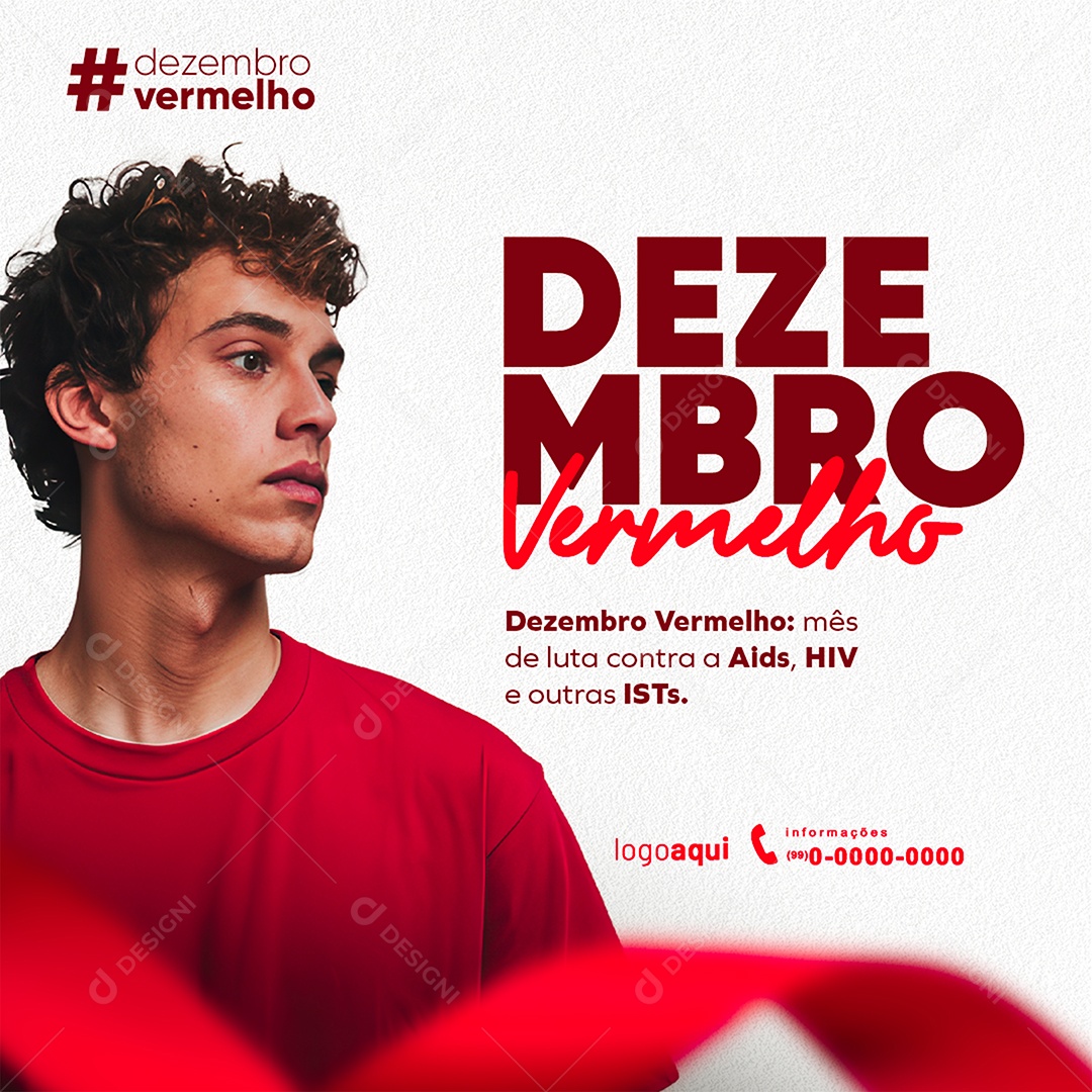 Dezembro Vermelho Mês de Luto Contra a Aids Social Media PSD Editável