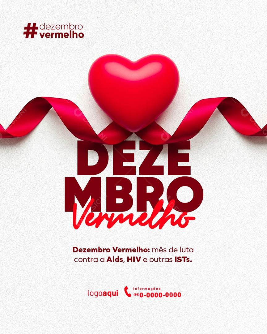 Dezembro Vermelho Mês de Luto Contra a Aids Social Media PSD Editável