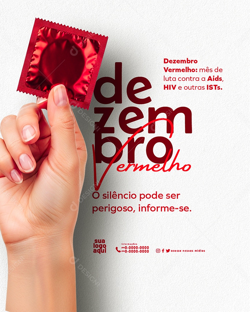 Dezembro Vermelho Mês de Luto Contra a Aids Social Media PSD Editável