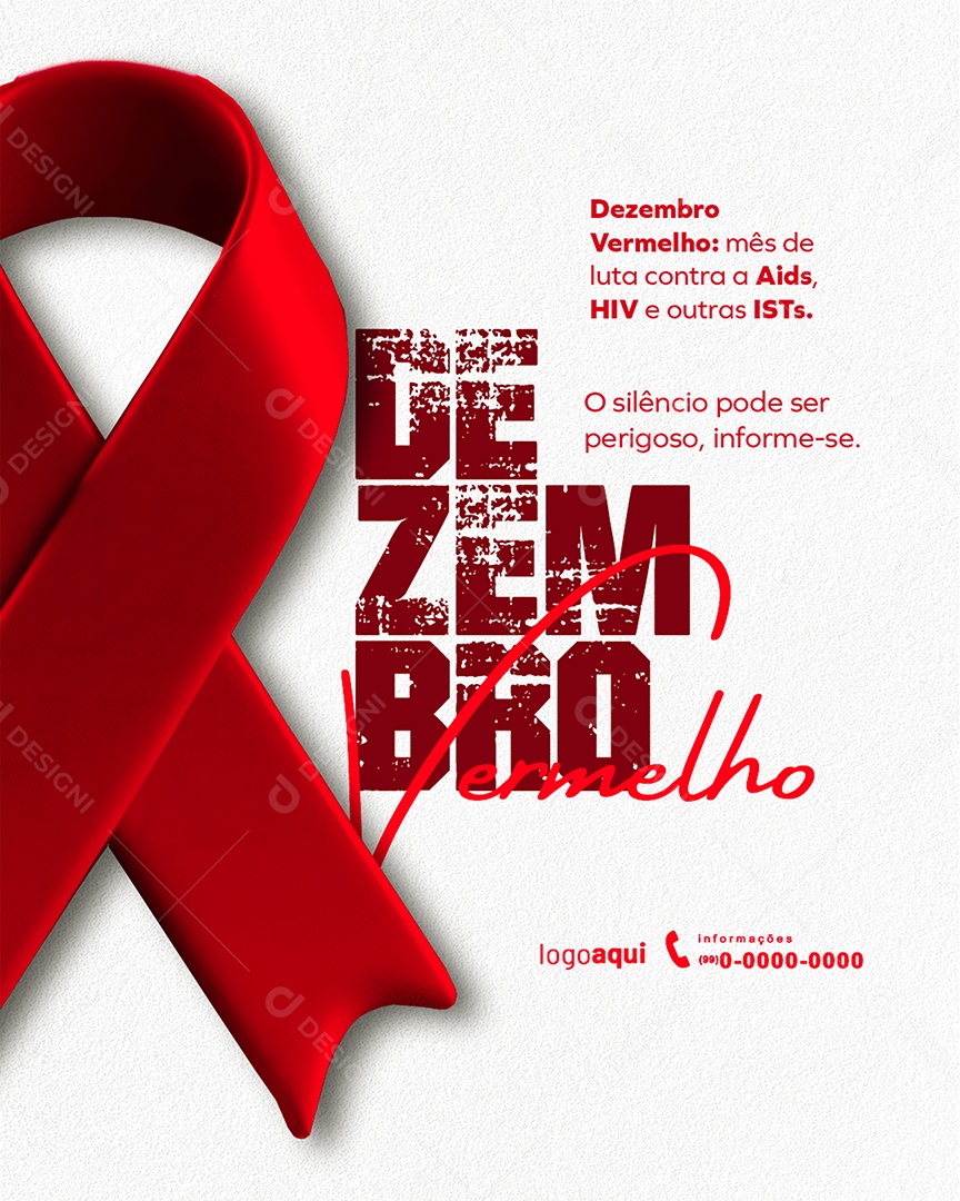 Dezembro Vermelho Mês de Luto Contra a Aids Social Media PSD Editável