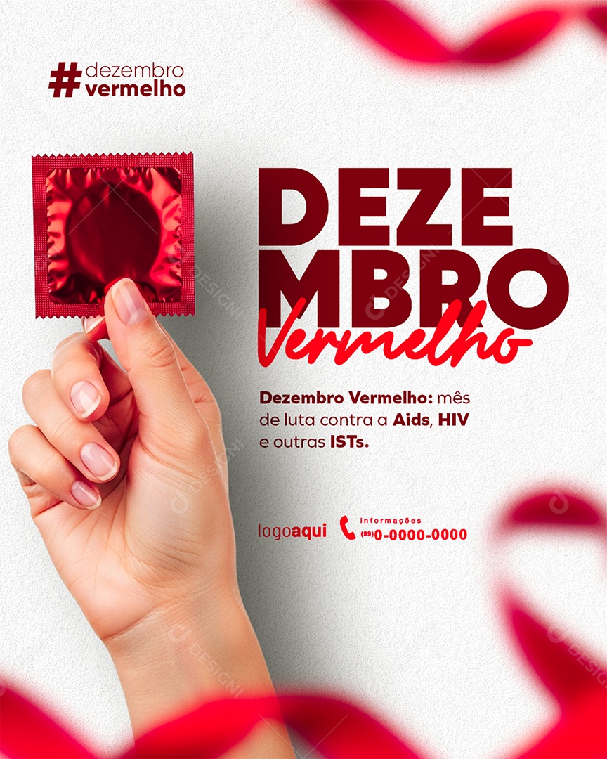 Dezembro Vermelho Mês de Luto Contra a Aids Social Media PSD Editável