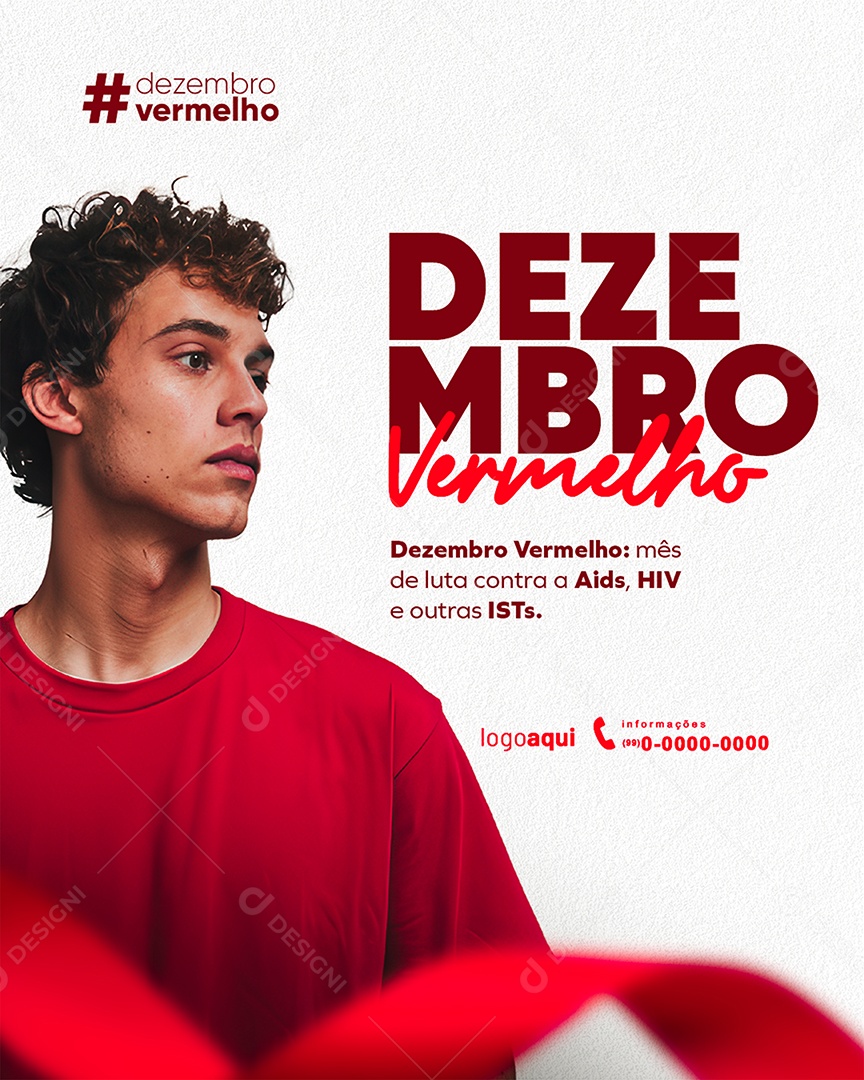 Dezembro Vermelho Mês de Luto  Contra a Aids Social Media PSD Editável