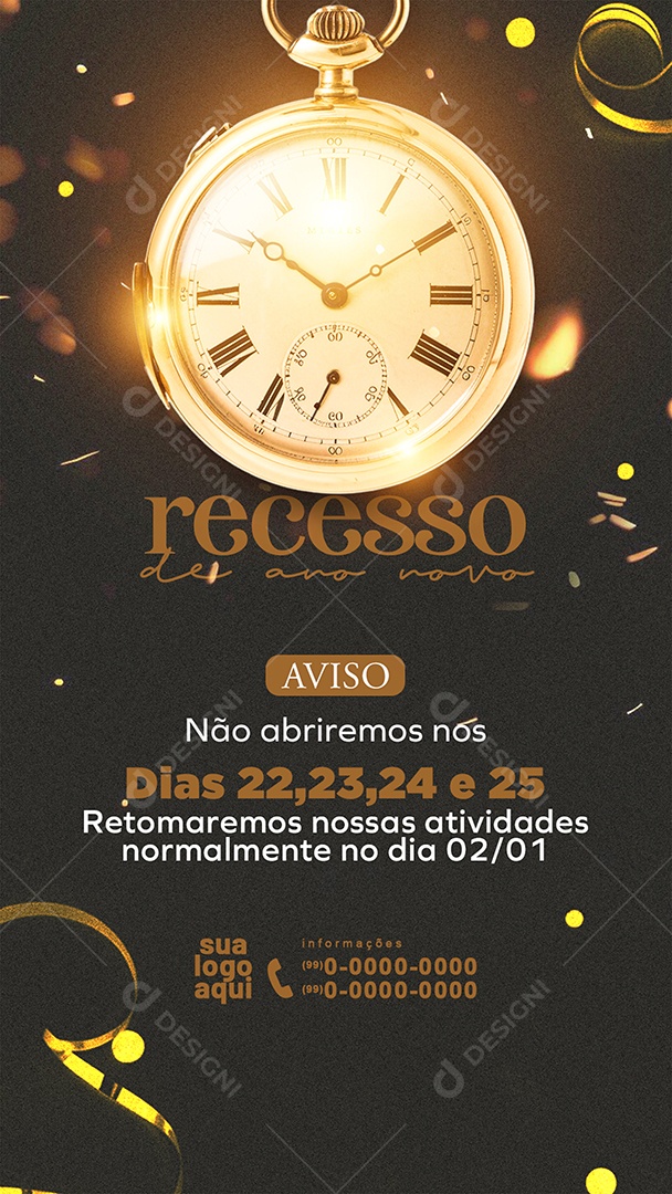 Story Recesso de Ano Novo Social Media PSD Editável