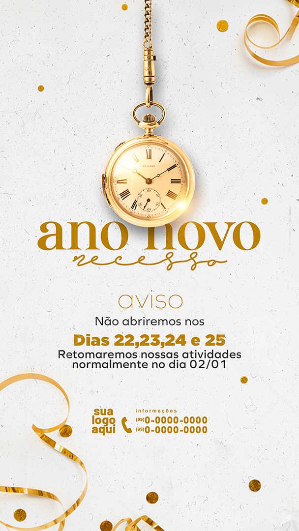 Story Recesso de Ano Novo Social Media PSD Editável