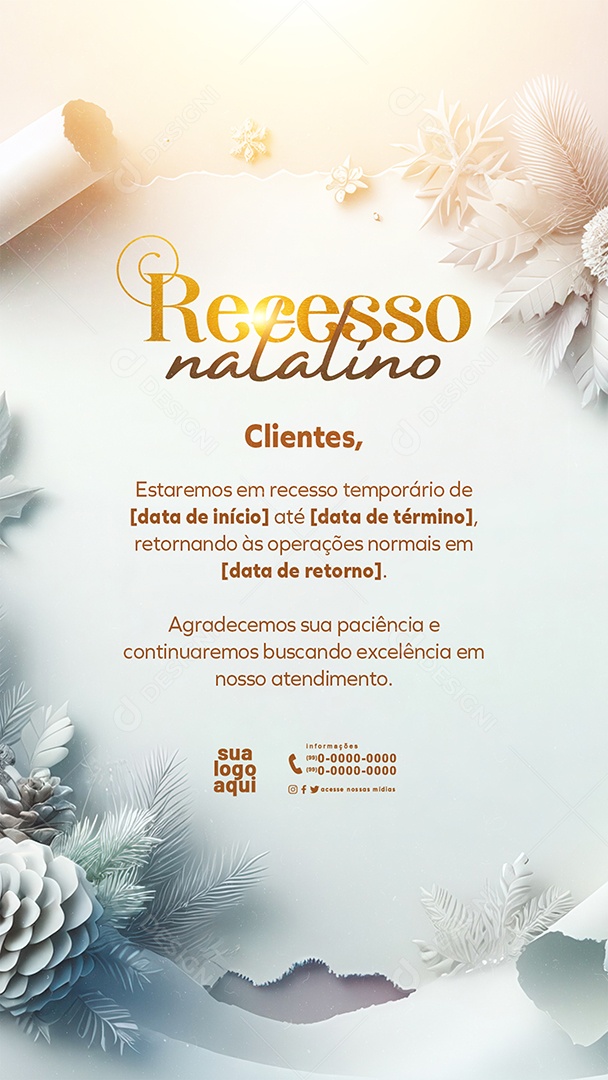 Story Recesso Natalino Social Media PSD Editável