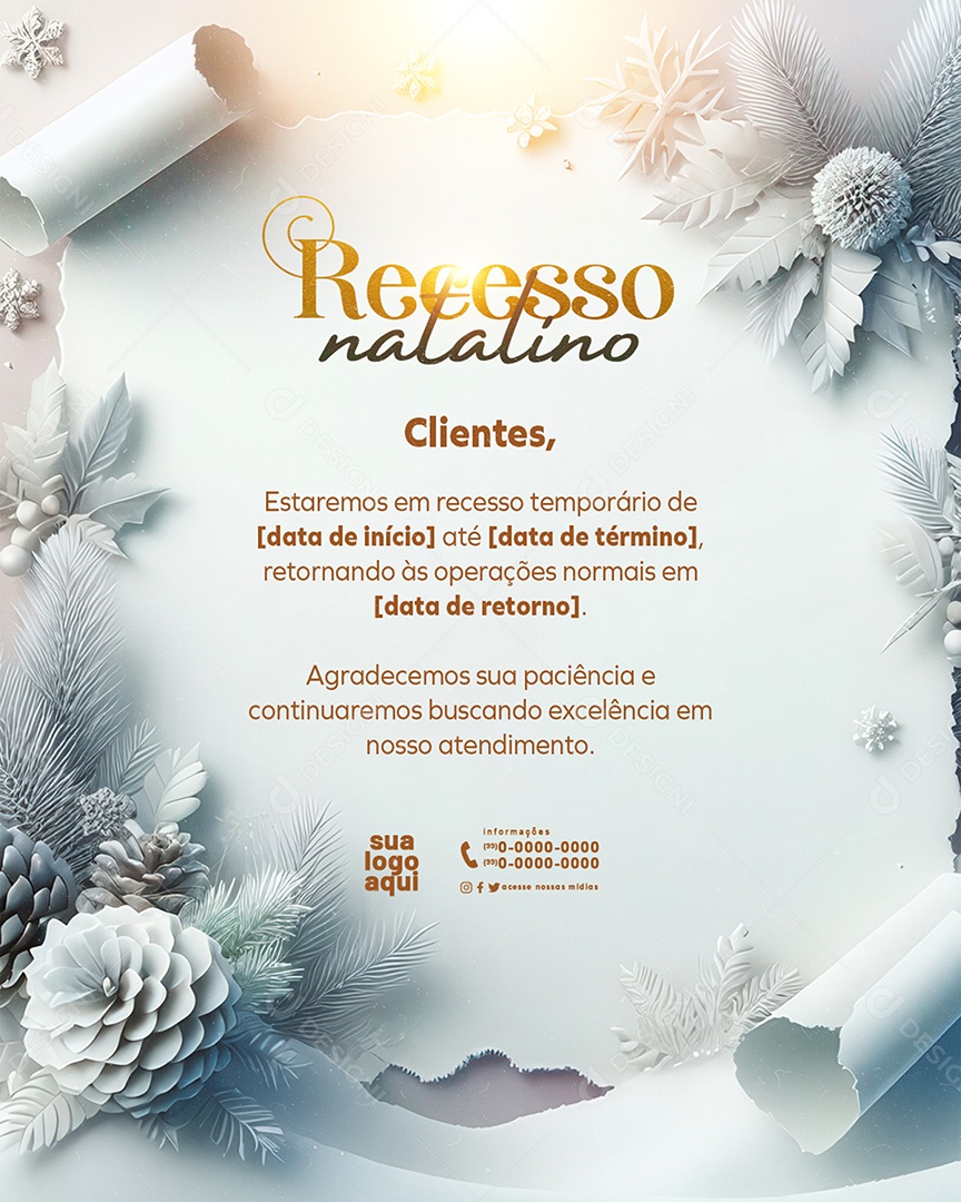 Recesso Natalino Social Media PSD Editável