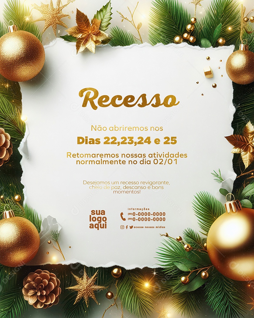 Recesso de Natal Social Media PSD Editável