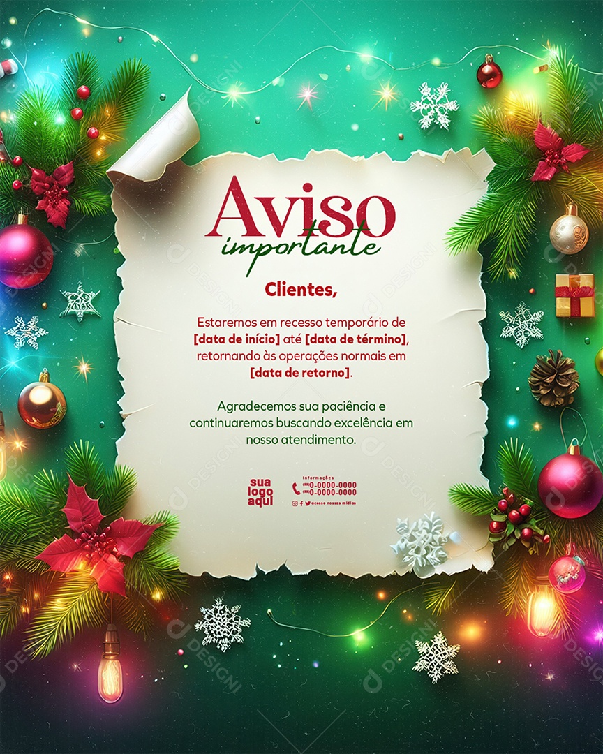 Aviso Importante Social Media PSD Editável