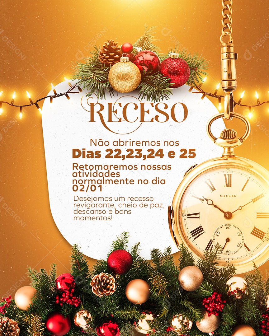 Recesso Natalino Social Media PSD Editável