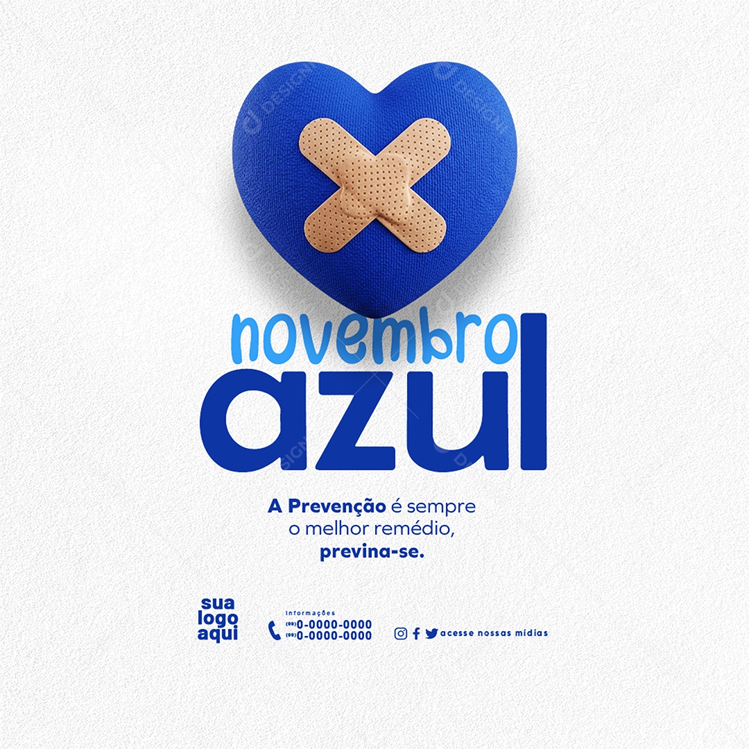Novembro Azul A Prevenção é Sempre o Melhor Remédio Social Media PSD Editável