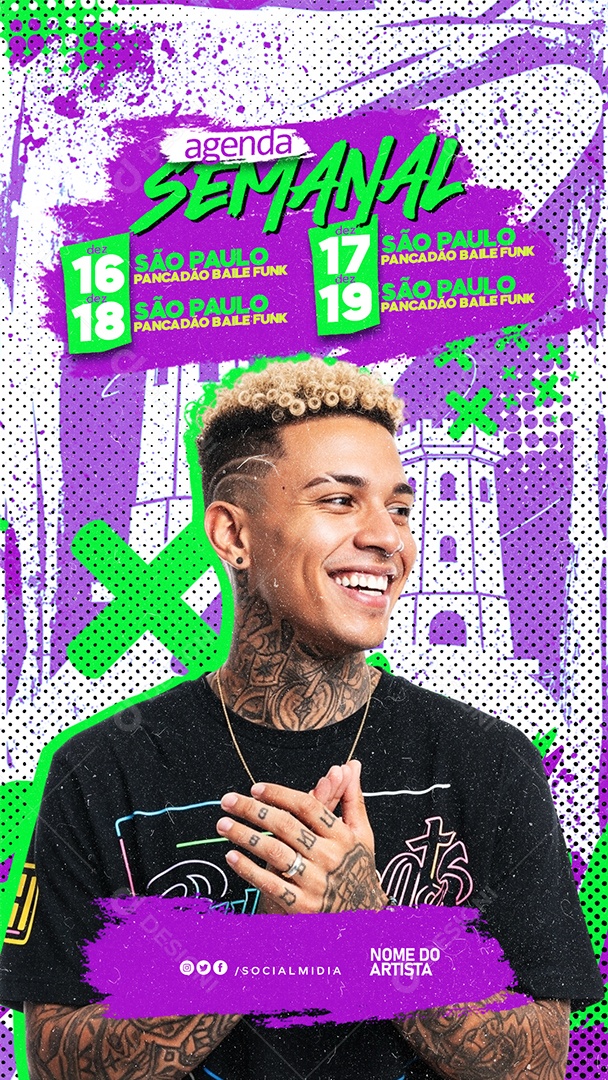 Story Flyer Agenda Shows Social Media PSD Editável